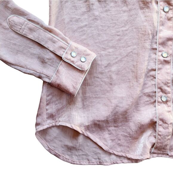 Ellie Mae satin button-down shirt light pink - Picture 4 of 12